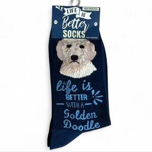 Life is Better Golden Doodle Socks - Navy
